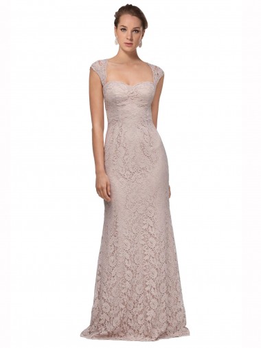 Sweetheart Long Lace Cap Sleeves Bridesmaid Dress / Formal Dress Essex