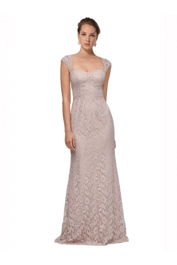 Sweetheart Long Lace Cap Sleeves Bridesmaid Dress / Formal Dress Essex