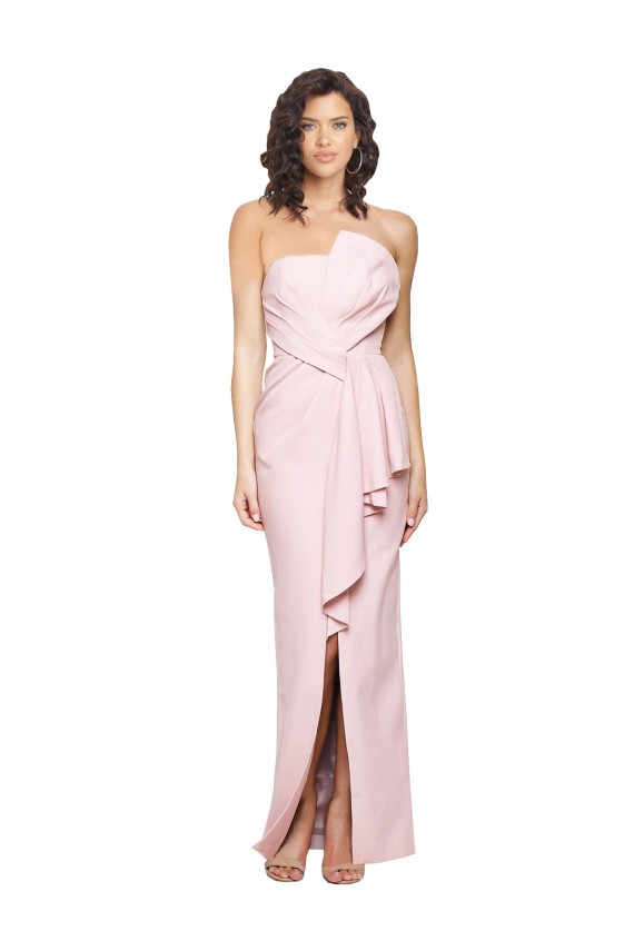 Strapless Long Stretch Crepe Pink Sleeveless Formal Dress / Bridesmaid Dress Essex